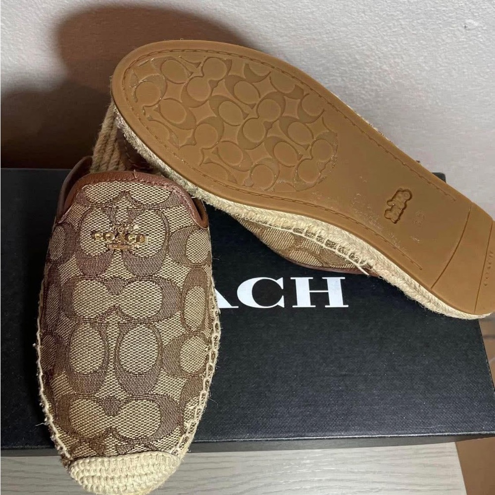 Coach Tan and Brown Espadrille Shoes